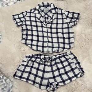 Rails “White Admiral” Blue & White Plaid Short Set Pajamas Size Small